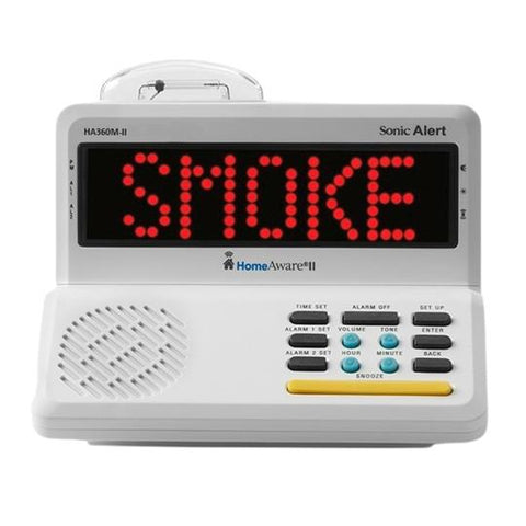 Smoke & Carbon Monoxide  Alarm w/Vibrating Bed Shaker & Strobe Light - HRS-360