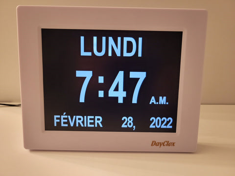 DayClox FRENCH LANGUAGE Memory Loss Digital Calendar Day Clock -  