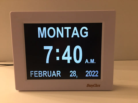 DayClox GERMAN LANGUAGE Memory Loss Digital Calendar Day Clock - 