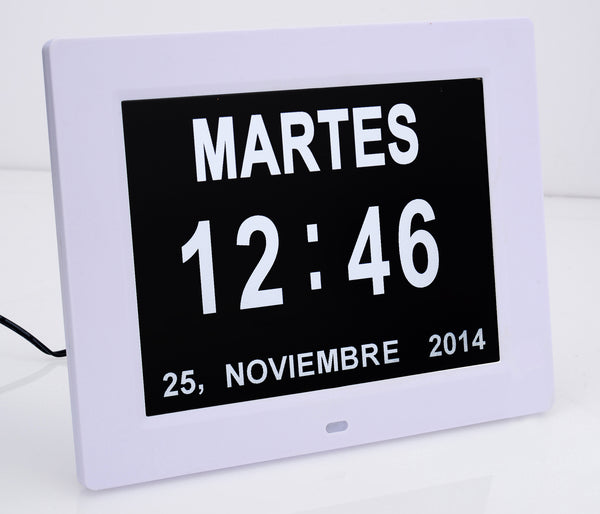 DayClox SPANISH LANGUAGE Memory Loss Digital Calendar Day Clock -  "Free Shipping"