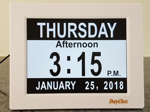 DayClox  Memory Loss Clock with 5-Day Cycles in Black on White Display - "FREE SHIPPING"