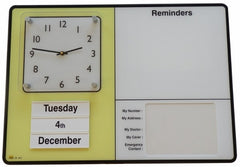 Personal Reminder Board w/ Emergency Contact Info / Built-in Clock / Dry Erase Board.